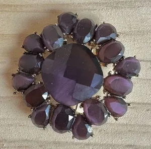 Monet Vintage Purple Crystal Brooch Gold Tone thumbnail 1