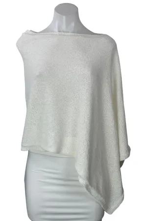 Princess Polly Rouse White Off The Shoulder Knit Flowy Poncho Wrap Cover Up S/M thumbnail 1