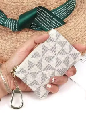 Source Unknown NWOT Geometric Print Pouch with Gold Key Clip thumbnail 2