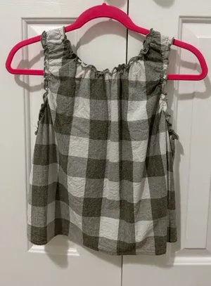 Easel Gingham Ruffle Trim Tank Top thumbnail 1