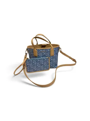 Anne Klein | Blue Patterned bucket bag with Tan Trim and Wristlet thumbnail 2