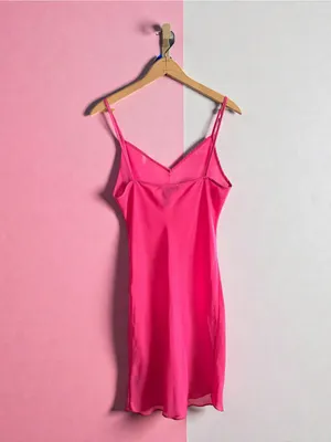 Lauren Ralph Lauren Hot‎ Pink Slip Dress with Spaghetti Straps thumbnail 2