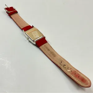 Pedre | Vintage Red Genuine Leather Silver Watch thumbnail 3