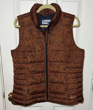 Lands'‎ End Leopard Print Puffer Vest thumbnail 1