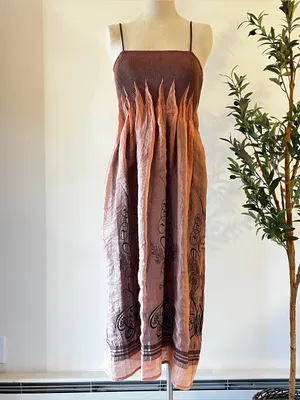 Y2k Lapis for Anthropologie Boho Dress mauve Dusty Rose Gauze Floral butterfly thumbnail 2
