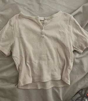 beige ribbed baby tee Tan Size XS thumbnail 1