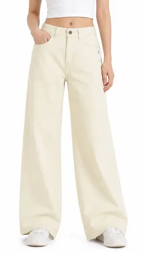 Old Navy Extra High-Rise Wide Leg Pants Cream Off-White Cotton Blend Size 2 NEW thumbnail 1