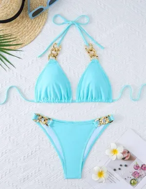 Two Piece SHEIN swimsuit Blue thumbnail 1