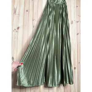 NWT Lulus Elaborate Charm Olive Green Satin Pleated Backless Maxi Dress Party S thumbnail 5