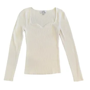 & Other‎ Stories Sweetheart Neckline Fitted Ribbed Knit Sweater M White thumbnail 1