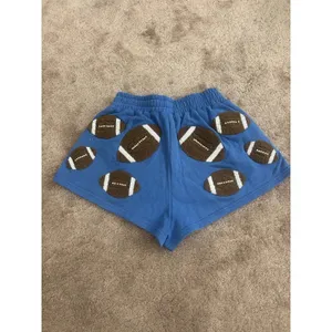Queen of Sparkles Royal & Brown Fuzzy Football S Set Sweatshirt And Shorts BYU thumbnail 10
