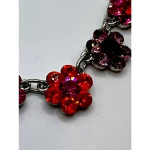 Sparkling crystal flower necklace-‎ pink, red & purple thumbnail 4