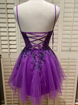 Stacees sparkly glitter A-Line short homecoming dress corset top ballerina thumbnail 7