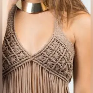 HANDMADE Crochet Bra‎ Top Tan thumbnail 1