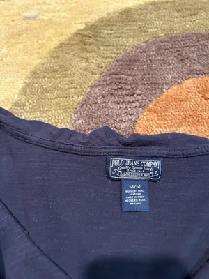 Ralph Lauren MFG Polo Jeans Company Vintage Navy Blue Long Sleeve Cotton Top M thumbnail 2