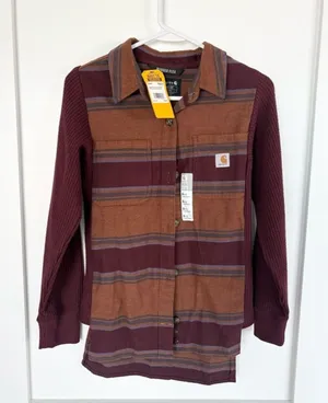 NWT Carhartt Rugged Flex Plaid Flannel Shirt Loose Fit Thermal Sleeve - S thumbnail 1