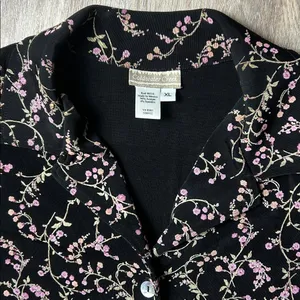 Coldwater Creek Floral Black and Pink Top Size XL thumbnail 3