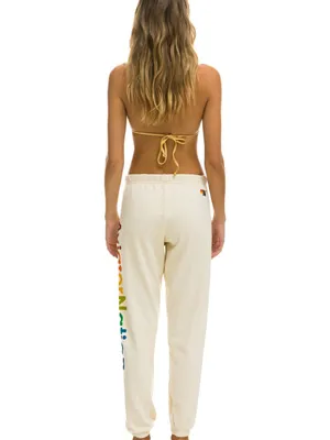 Aviator Nation Cream Joggers with Rainbow Side Logo thumbnail 4