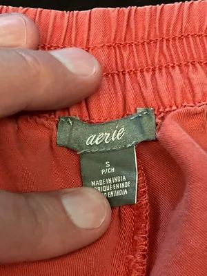 Aerie Shorts Womens Small Orange Lyocell Frayed Hem Elastic Waist Lounge Casual thumbnail 3