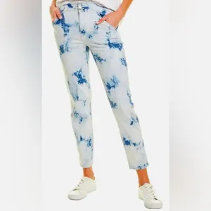 Veronica Beard Kallie Tie Dye High Rise Straight Leg Crop Jeans Bleached Size 23 thumbnail 11