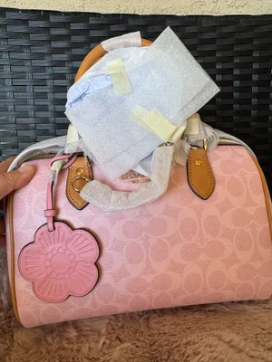 Coach Rowan Satchel Bag Signature Canvas With Charms Gold/Powder Pink CEA18 NWT thumbnail 1