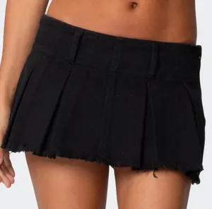 Edikted pleated denim micro skirt skort size small black thumbnail 1