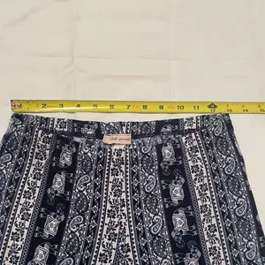Daily Special Navy and White Patterned Women's Flare Pants, soft. thumbnail 5
