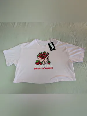 Converse Pink Strawberry Graphic Crop Tee thumbnail 4
