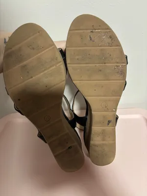 Strappy black wedge sandals thumbnail 5