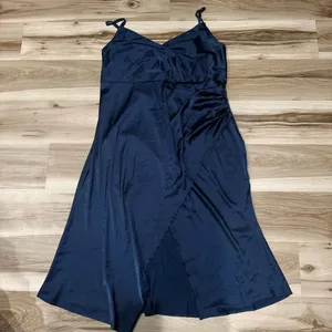 Cider Navy Blue Silky Slit Midi Dress Women’s 2XL thumbnail 1