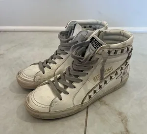 Golden Goose White Slide Silver Metallic Leather Star Flash High Top Sneakers thumbnail 2