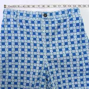 Wild fable pull on wide leg high rise pants retro blue white check with flowers thumbnail 12