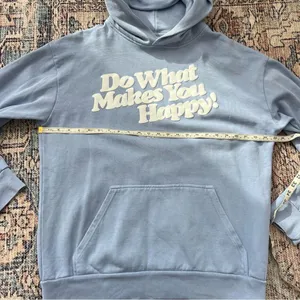 Beach Club HAPPY HOODIE LIGHT BLUE Size Large Do What Makes You Happy thumbnail 10