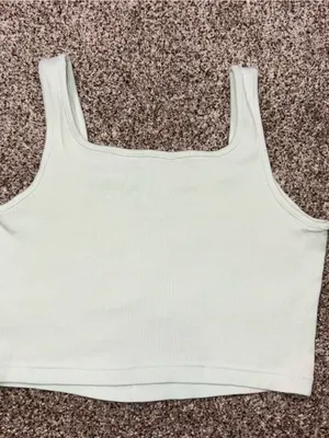 Adidas Ribbed Crop Tank Top in Mint XS thumbnail 4