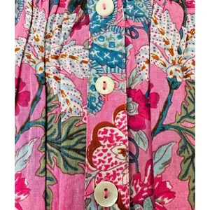 NWT Maisie Floral Ballon 3/4 Sleeve 100% Cotton Minidress Pink Ethnic Size Large thumbnail 5