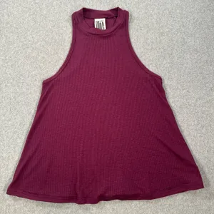 Free People Ribbed High Neck Tank Top Women's X-Small Purple Sleeveless Swing thumbnail 1