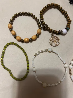 10 Piece Boho Stretch Bracelet Lot | Beaded Costume Jewelry Bundle | Handmade Style thumbnail 4
