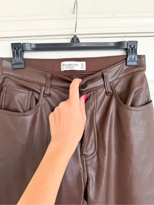 Abercrombie & Fitch 90s Straight Ultra High Rise Brown Faux Leather Pants 27 4 thumbnail 7