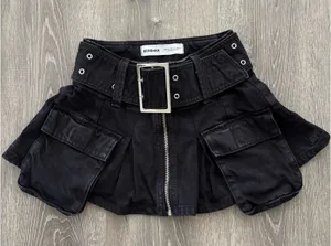 Bershka Black Cargo Belt Mini Skirt (XS) thumbnail 1