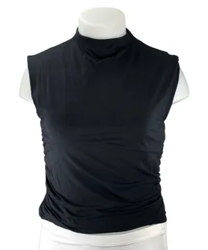 Abercrombie & Fitch Womens Black Sleeveless Ruched Mock Neck Crop Tank Top Sz XL thumbnail 1