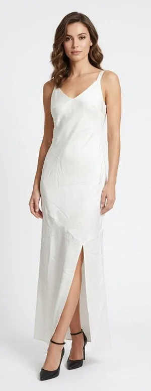 Express White Satin Sleeveless Maxi Long Drop Waist Dress XXS thumbnail 1