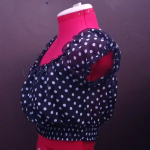 American Dream Polka Dots Crop Top Sz L thumbnail 2