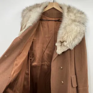 Vintage Wool Princess Coat Rabbit Fur Collar Union Made USA Brown Medium Large thumbnail 6