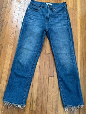 Madewell The Perfect Vintage Crop High-Waist Straight Jeans in Medium Blue, 26 thumbnail 10