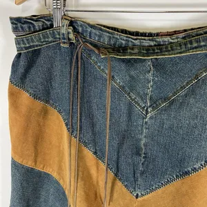 Vintage Y2K Jukebox Blue‎ Brown Maxi Skirt Velvet Boho Size 1X thumbnail 6