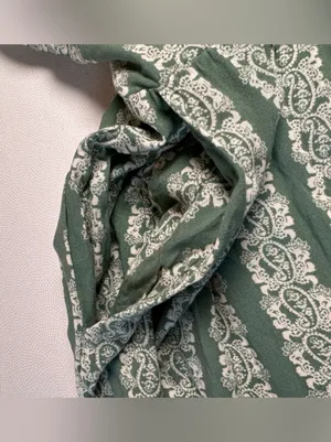 Su Wish Green Paisley Jumpsuit Womens XL Boho Wide Leg Tie Front thumbnail 9