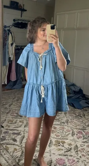 Free people County Line Denim Romper thumbnail 1