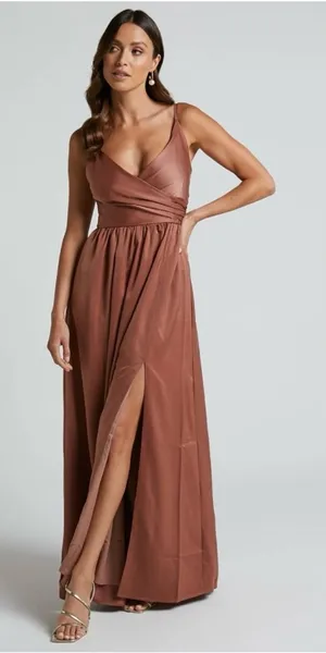 Showpo Revolve Around Me Dusty Rose Wrap Maxi Dress 10 NWT thumbnail 1