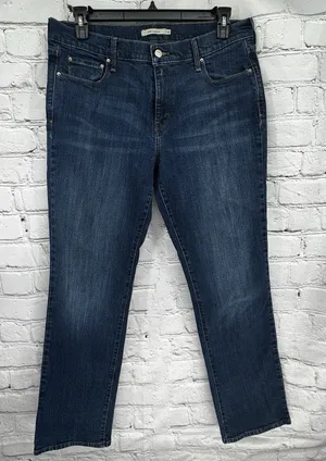 Levis 505 Jeans Womens 14 Blue Straight Leg Stretch Denim Mid Rise Classic thumbnail 1