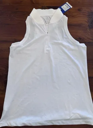 Addison Bay Sleeveless Courtside White Polo Shirt Size M Golf Tennis NWT $75 thumbnail 1